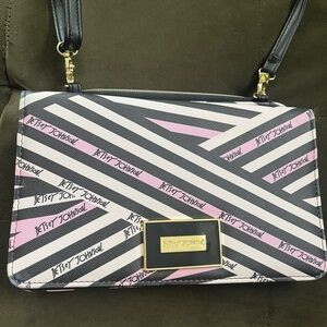 Betsey Johnson Black and Pink Striped Women's Bag/clutch